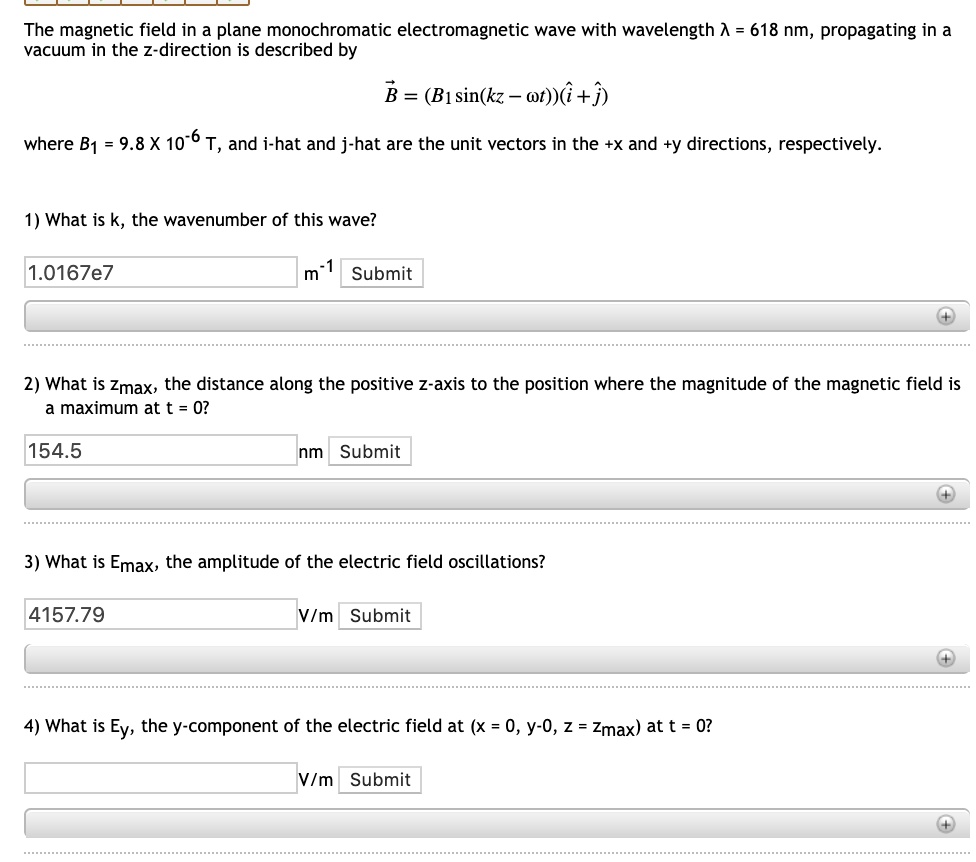 SOLVED: The magnetic field in a plane monochromatic electromagnetic ...
