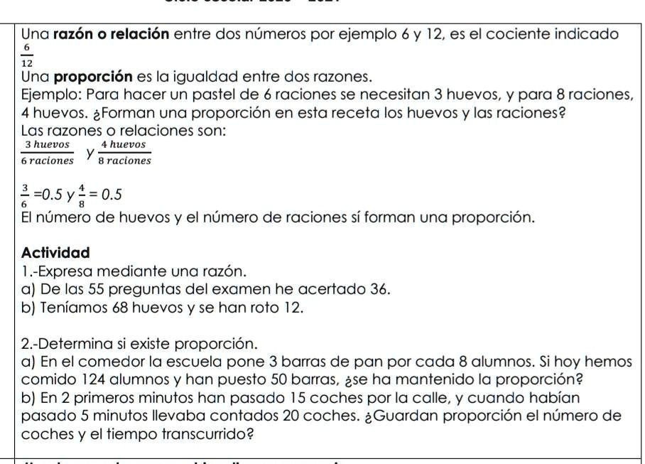 SOLVED: Ayuda por favor Gracias Una razón 0 relación entre dos números