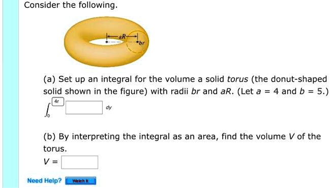 SOLVED: Consider The Following: (a) Set Up An Integral For The Volume A ...