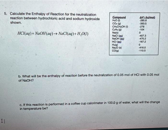 SOLVED Title Calculation of Enthalpy of Reaction for Neutralization