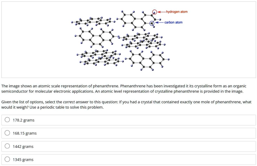 SOLVED: Hydrogen atom Carbon atom The image shows an atomic-scale ...