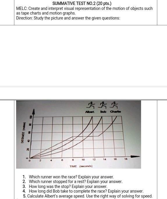 SOLVED MELC Create and interpret visual representations of the motion
