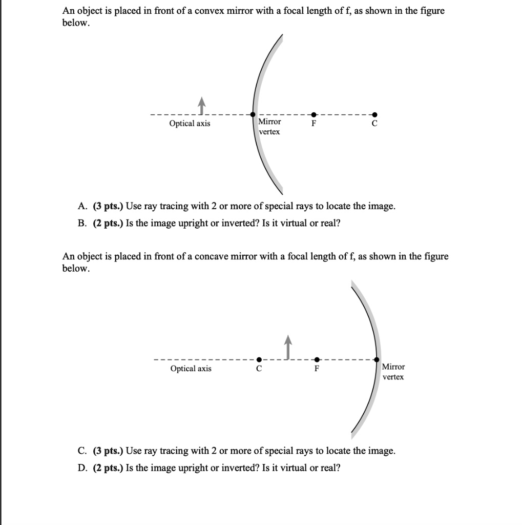 SOLVED An object is placed in front of a convex mirror with a focal