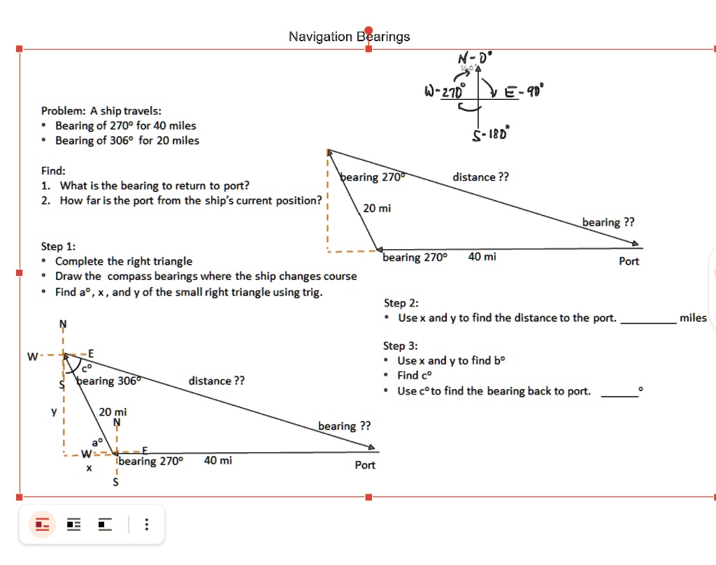 SOLVED Text Navigation Bearings Nd 4270 690" Problem A ship