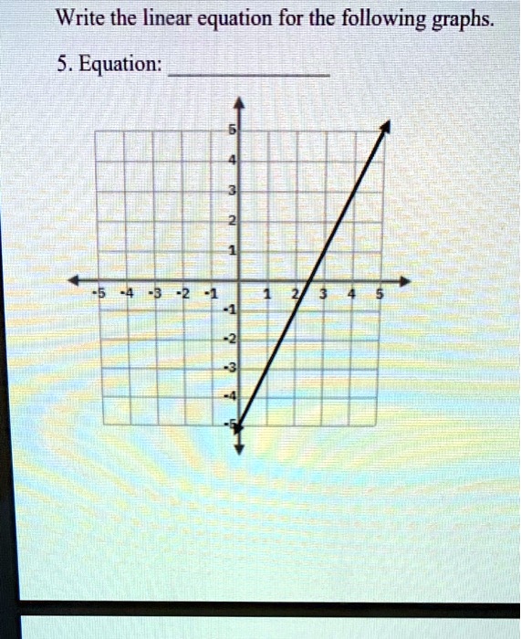 SOLVED: Write the linear equation for the following graphs. 5. Equation: