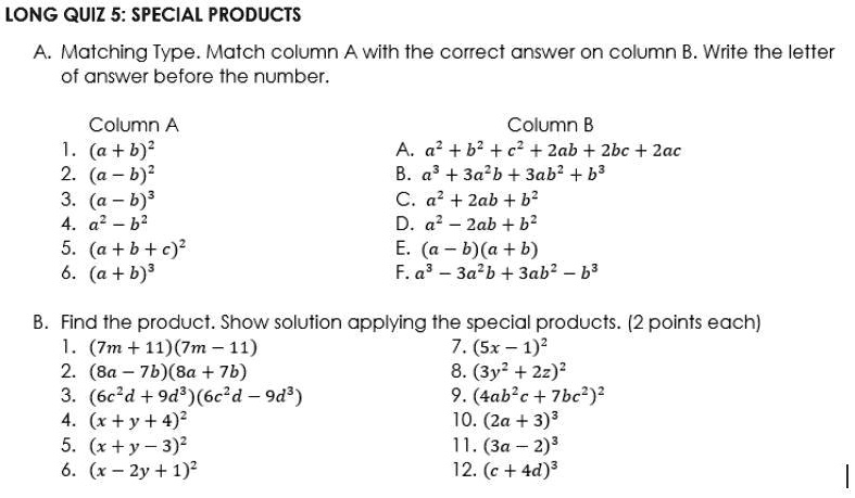 SOLVED: Matching Type: Match Column A With Column B. Write The Letter ...