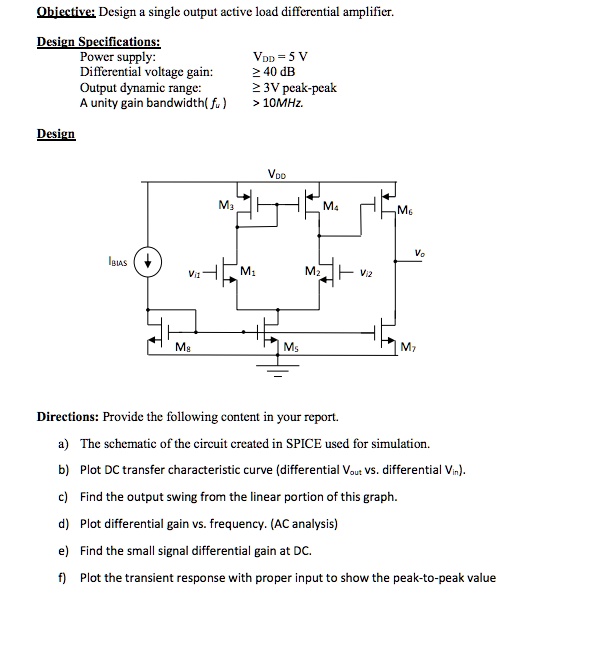SOLVED: Objective: Design a single output active load differential ...