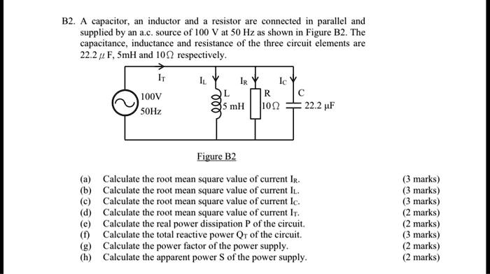 B2. A capacitor, an inductor and a resistor are connected in parallel ...
