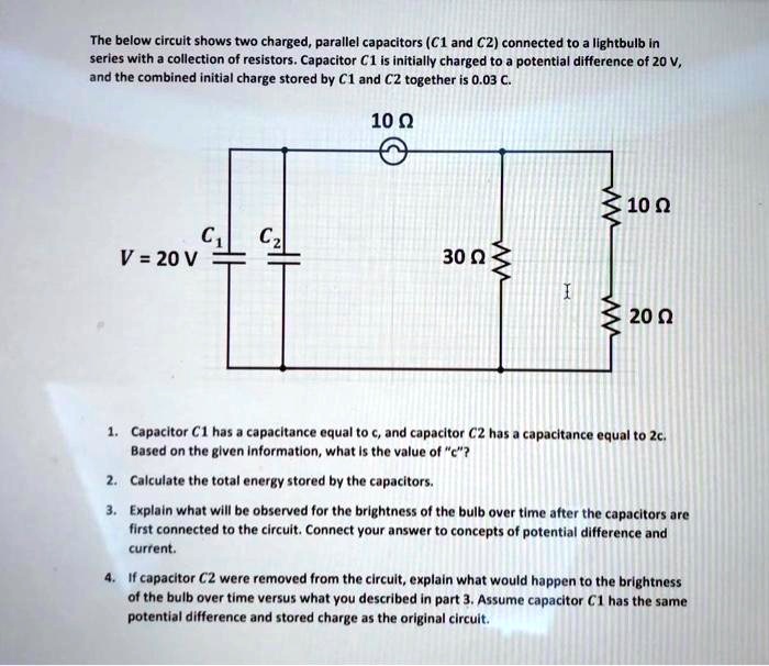 SOLVED The below circuit shows two charged,parallel capacitors(C1 and