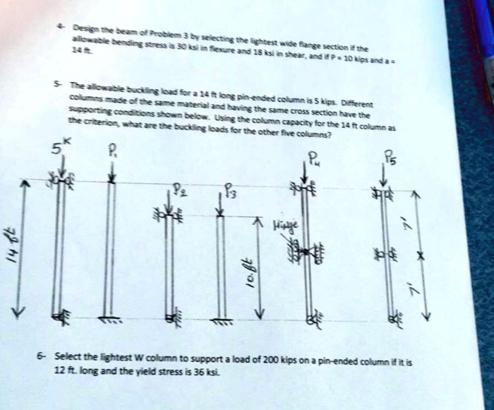 SOLVED: Design the beam of Problem 3 by selecting the lightest wide ...