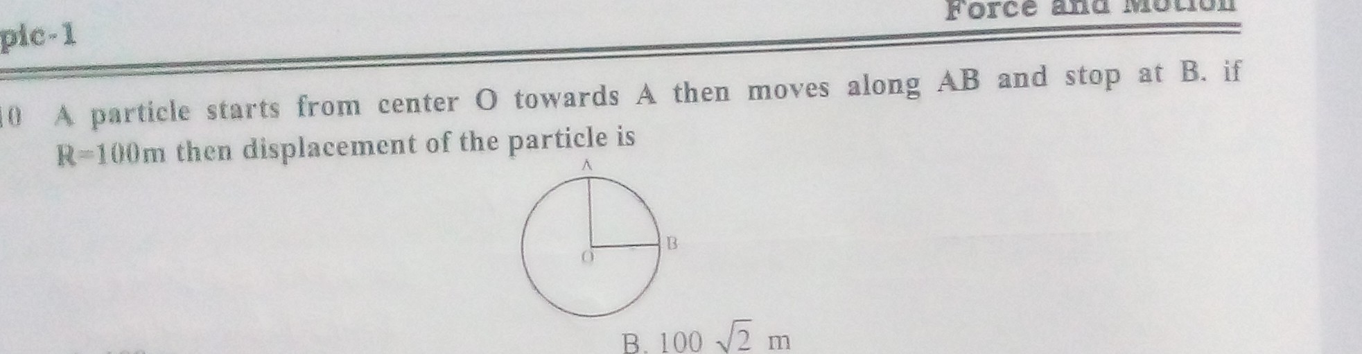 SOLVED: 0 A Particle Starts From Center O Towards A Then Moves Along A ...