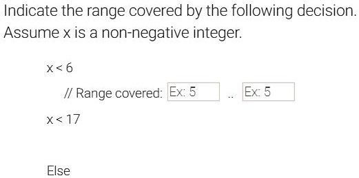 SOLVED: 'Indicate the range covered by the following decision: Assume x ...