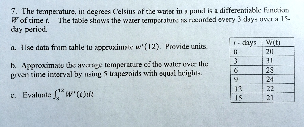 7 the temperature in degrees celsius of the water in pond is a ...