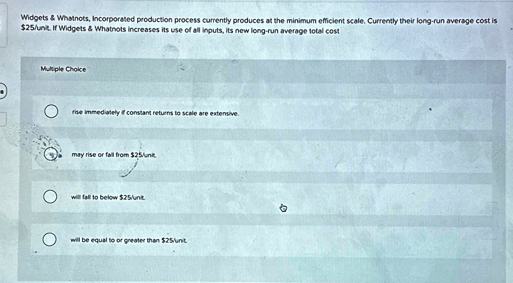 Widgets Whatnots, Incorporated production process currently produces at ...