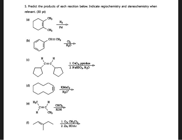 SOLVED: Predict the products of each reaction below: Indicate ...