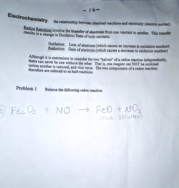 SOLVED: Electrochemistry: the relationship between chemical reactions ...