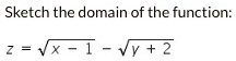 Sketch the domain of the function:
z = sqrtx - 1 - sqrty + 2