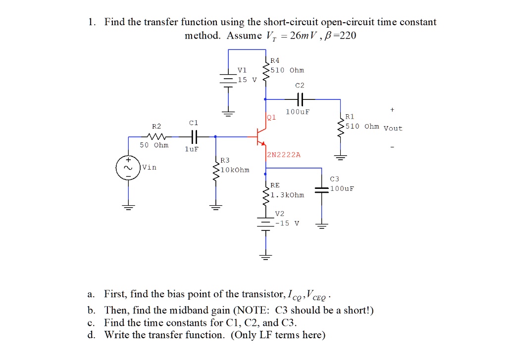 SOLVED Find the transfer function using the shortcircuit opencircuit