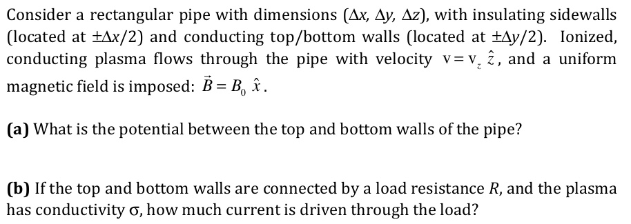 SOLVED: Consider a rectangular pipe with dimensions (4x, 4y, 4z), with ...