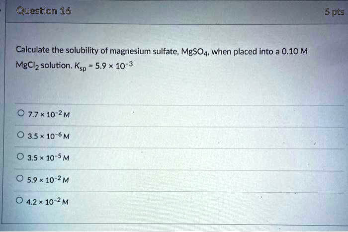 SOLVED: Calculate The Solubility Of Magnesium Sulfate,, 52% OFF