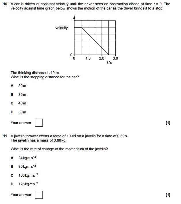 SOLVED A Car Is Driven At A Constant Velocity Until The Driver Sees An