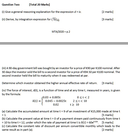 SOLVED: Text: Question Two [Total 20 Marks] (i) Give a general ...