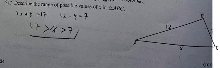 21 describe the range of possible values of x in aabc 12 1f 2 5 iyx mo 76014