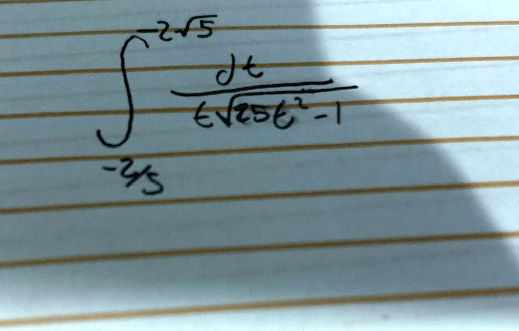 ∫-2√(5)^-√(5) (dt)/(e√(25t^2 - 1))