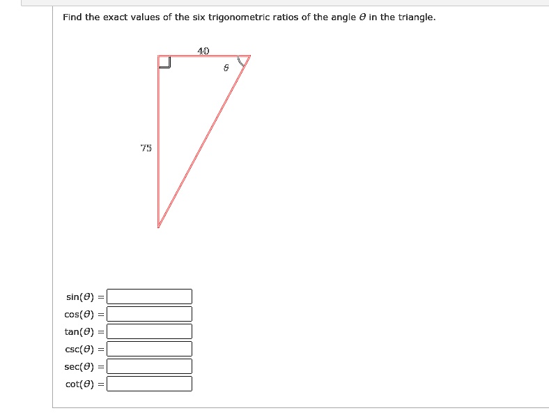 Find the exact values of the six trigonometric ratios of the angle θin ...