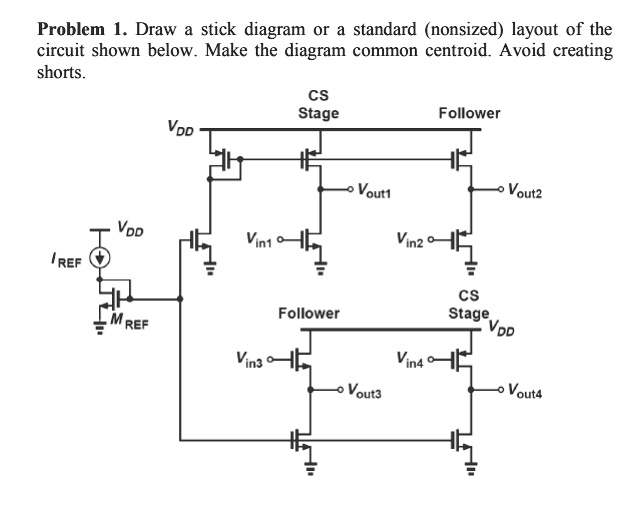 Problem 1. Draw a stick diagram or a standard (nonsized) layout of the ...