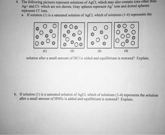 SOLVED: The following pictures represent solutions of AgCl, which may ...