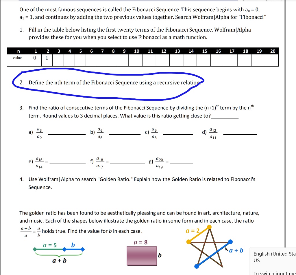 SOLVED: One of the most famous sequences is called the Fibonacci ...