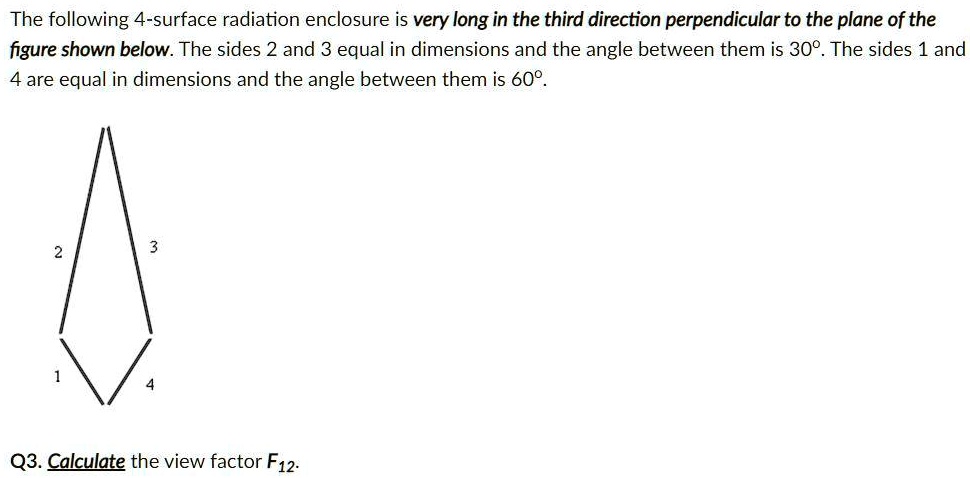 The following 4-surface radiation enclosure is very long in the third ...