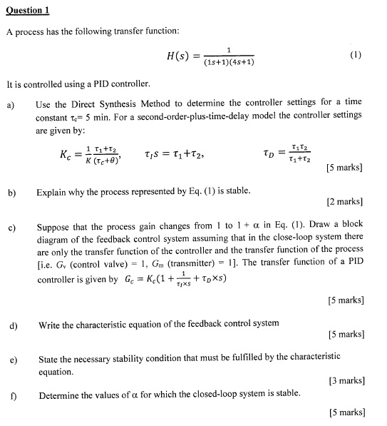 SOLVED: A process has the following transfer function: H(s) = (s+1)(4s ...