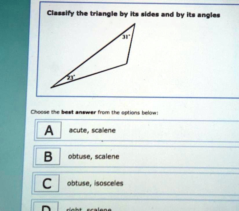 Solved Classify The Triangle By Its Sides And By Its Angles Picture Solved Classify The Triangle By Its Sides And By Its Angles Picture