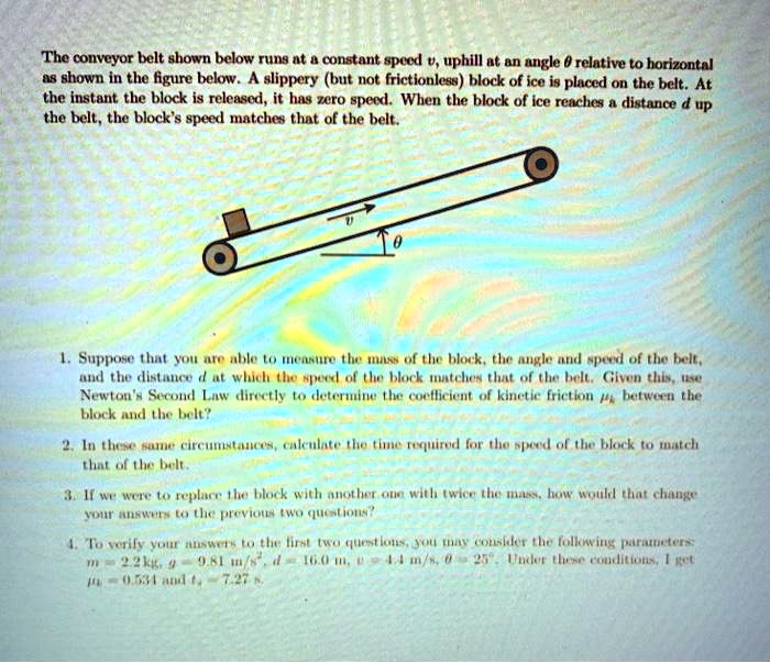 SOLVED The conveyor belt shown below runs at a constant speed u