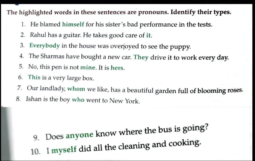 SOLVED: 'the highlighted word in these sentence are pronouns identify ...