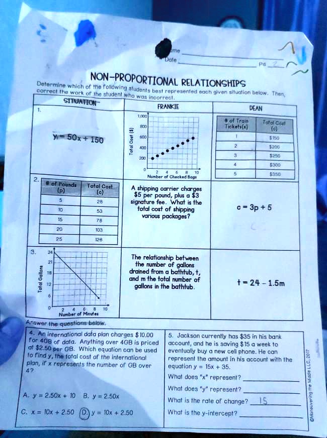SOLVED NONPROPORTIONAL Dotarmine which of RELATIONSHIPS in the