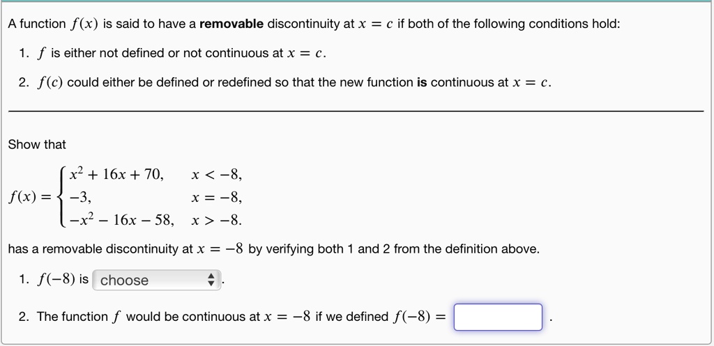 Continuous vs. Discontinuous (Removable vs. Non