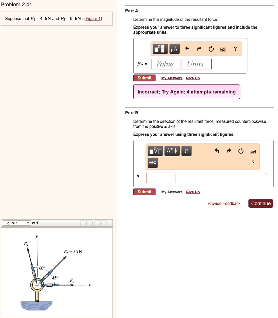 Solved Suppose That F1 4 Kn And F3 9 Kn Determine The Magnitude