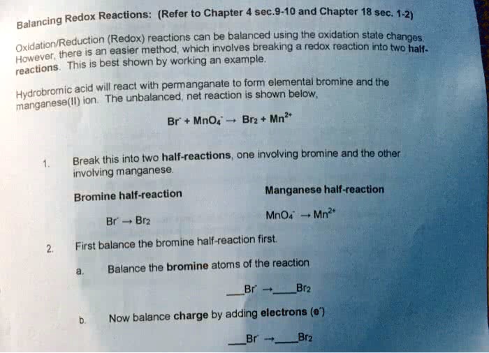 SOLVED ' Oxidation Reduction (Redox) reactions can be balanced using