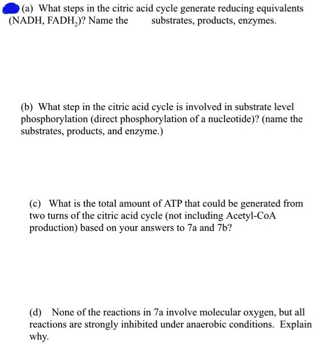 Solved: (a) What Steps In The Citric Acid Cycle Generate Reducing 