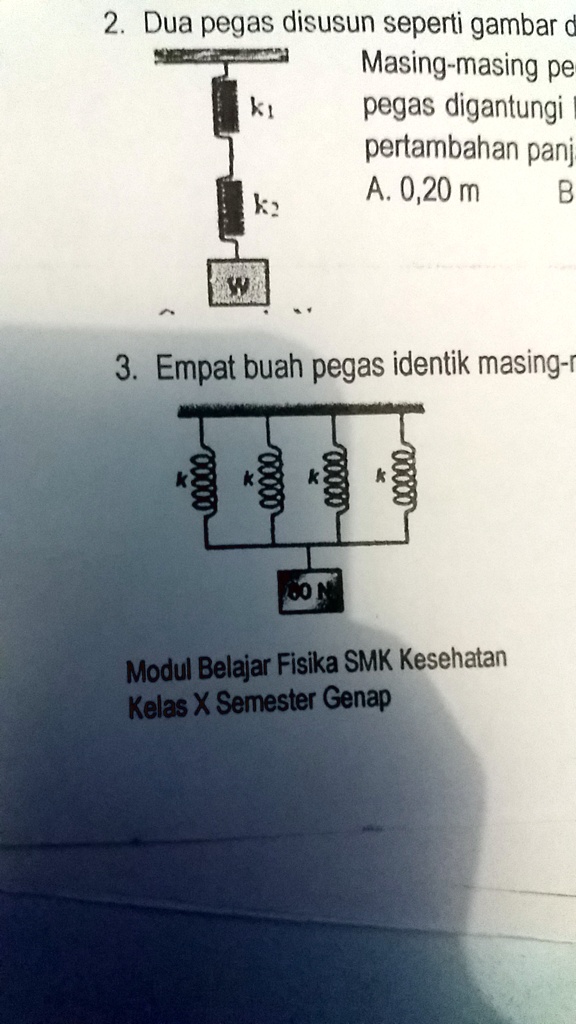 SOLVED: Empat Buah Pegas Identik Masing Masing Mempunyai Konstanta 100 ...