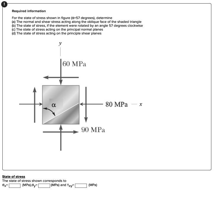 required information for the state of stress shown in figure alpha 57 ...