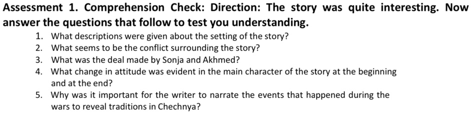 it is about the story of chechnya assessment 1 comprehension check ...