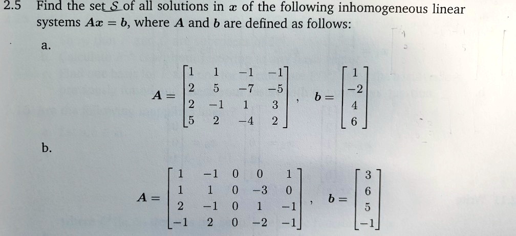 2.5 Find the set of all solutions in x of the following inhomogeneous ...