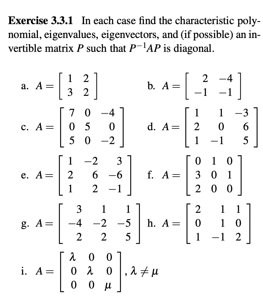 Exercise 331 in each case find the characteristic poly...