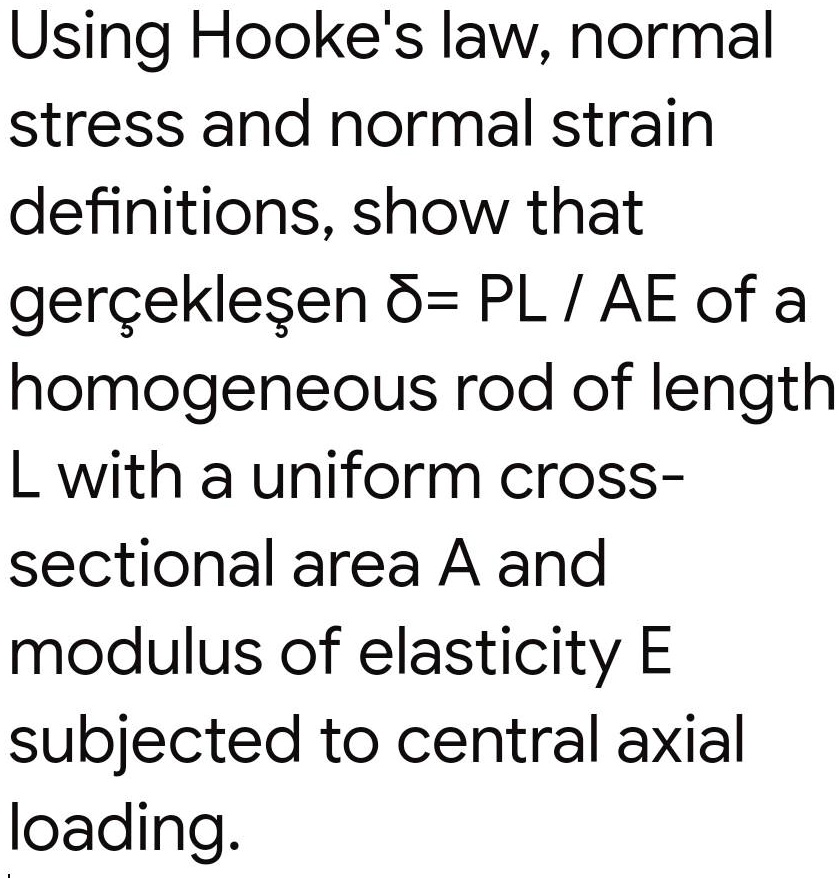 SOLVED Using Hooke's law, normal stress, and normal strain definitions, show that the actual