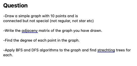 Question draw simple graph with 10 points and is connected...
