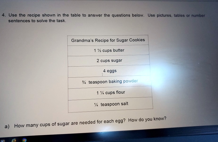SOLVEDUse the recipe shown in the table to answer the questions below